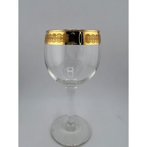 Vintage Transparent Crystal Glass Golden Edge Stemmed Drinkware Wine Glass‎